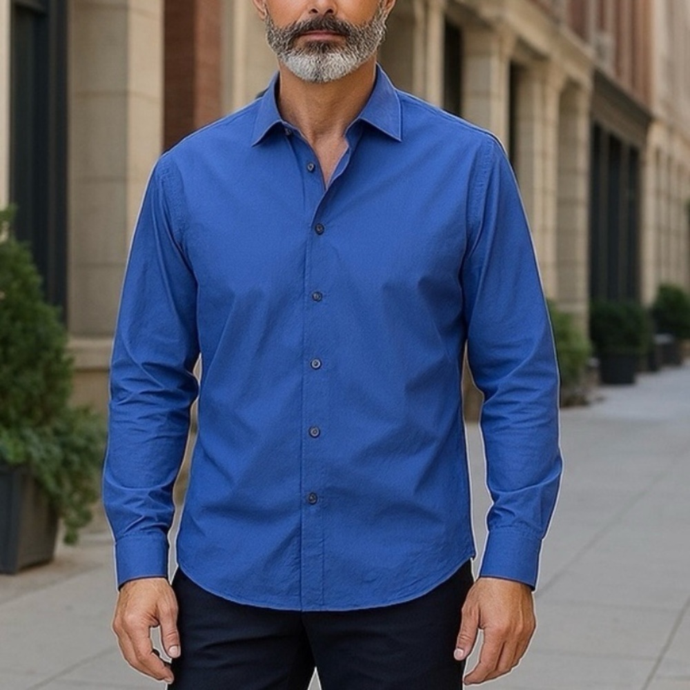 EUC Kenneth Cole Men’s Unlisted 2 XL LS Royal Blue Dress Shirt 18-18 1/2 36/37